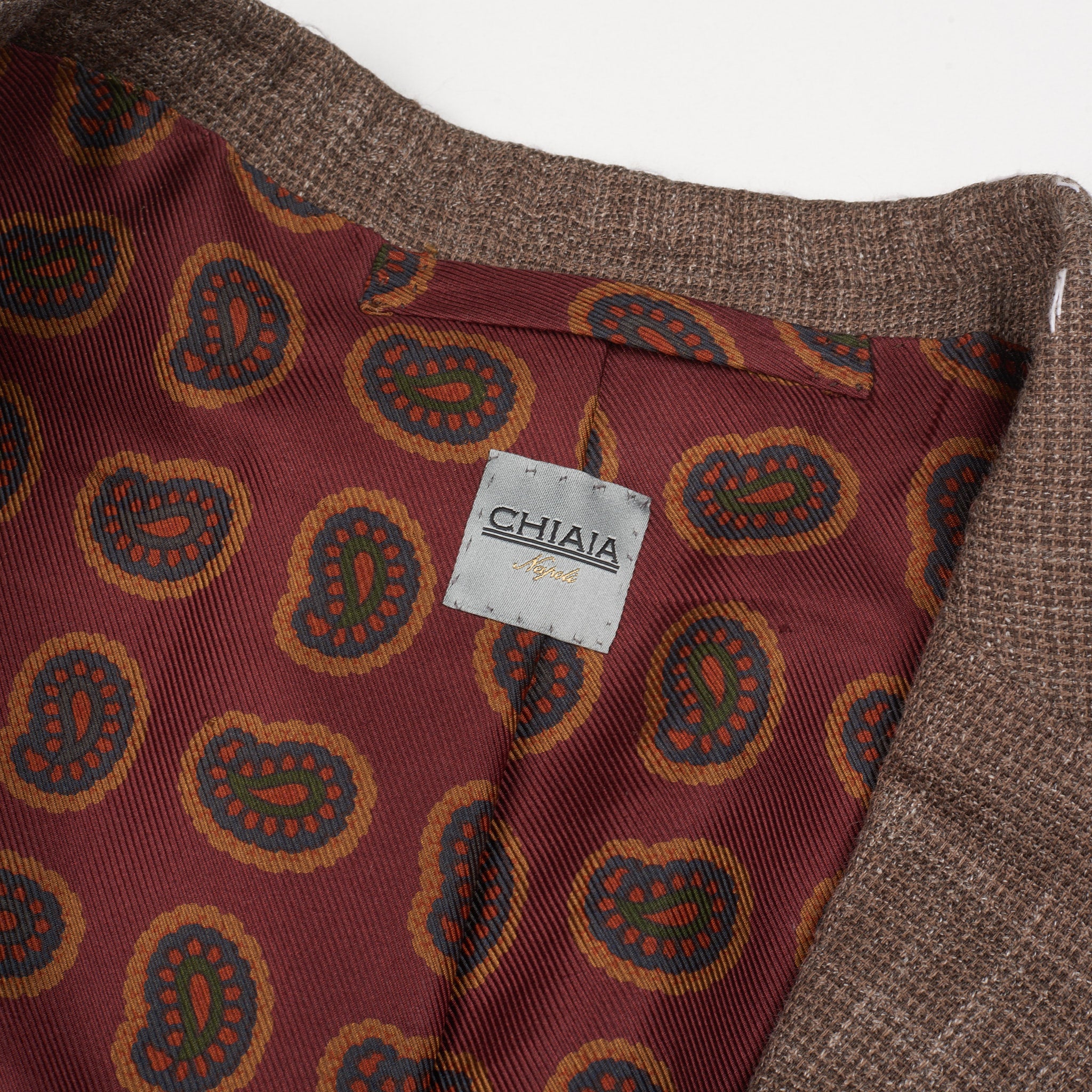 Sartoria CHIAIA Bespoke Brown Hopsack Wool-Silk-Linen Jacket 50 NEW US 40