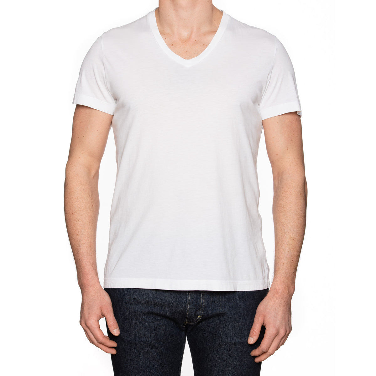 THEORY Solid White Pima Cotton V-Neck T-Shirt Size L – SARTORIALE