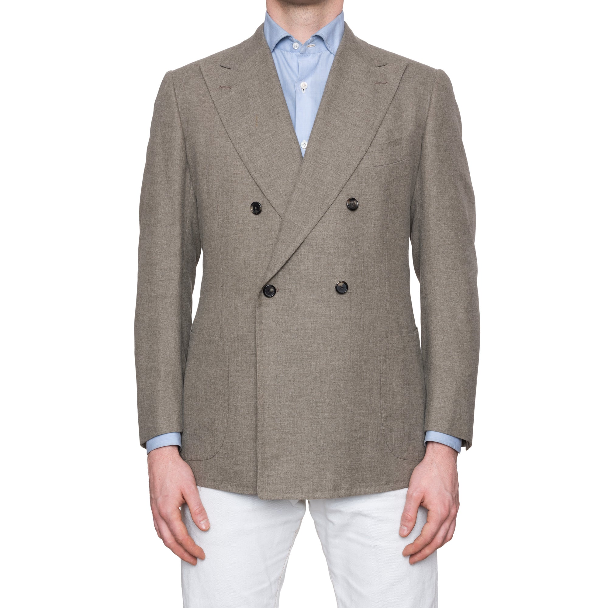 CESARE ATTOLINI for M Bardelli Bespoke Taupe Cotton Wool DB Jacket EU